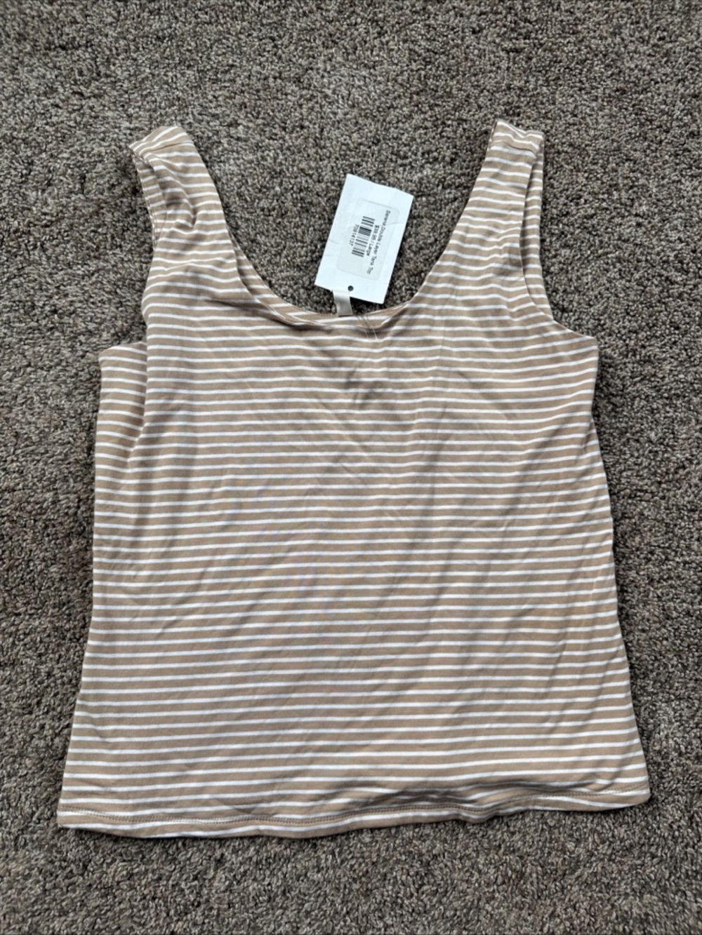 BE COOL Striped Double Layer Scoop Tank Top Womens Large-Fits s-m nwt